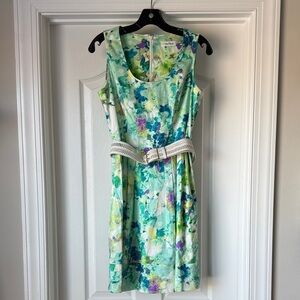 Calvin Klein Green and Blue Floral Midi Dress
